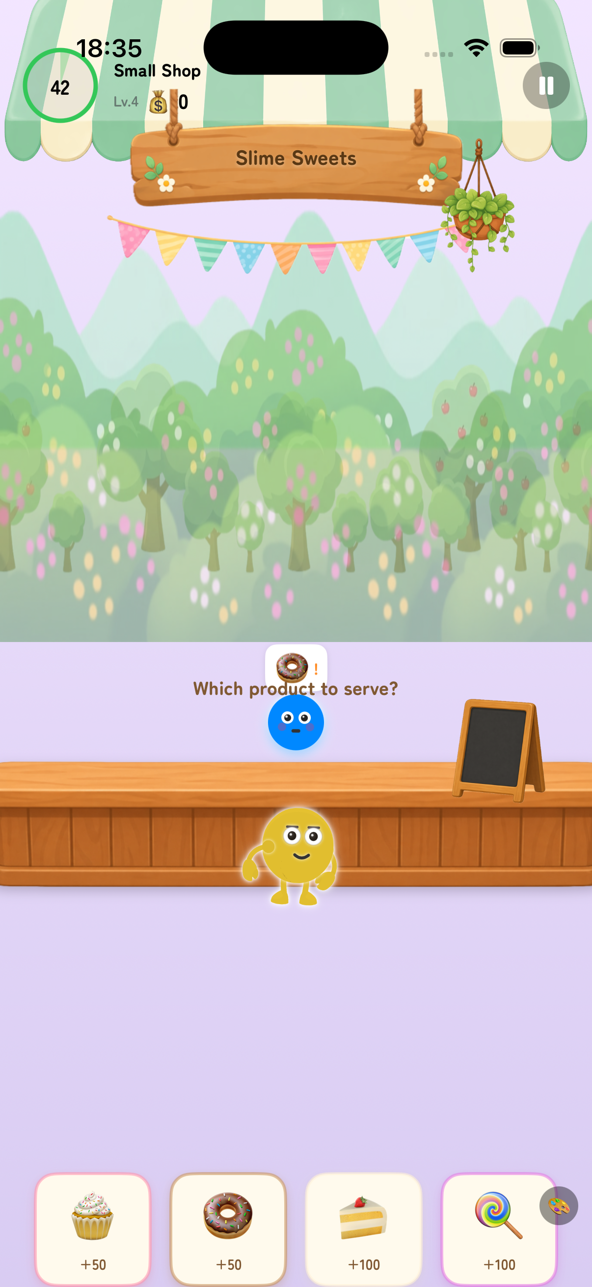 Reward mini-game: run a candy shop